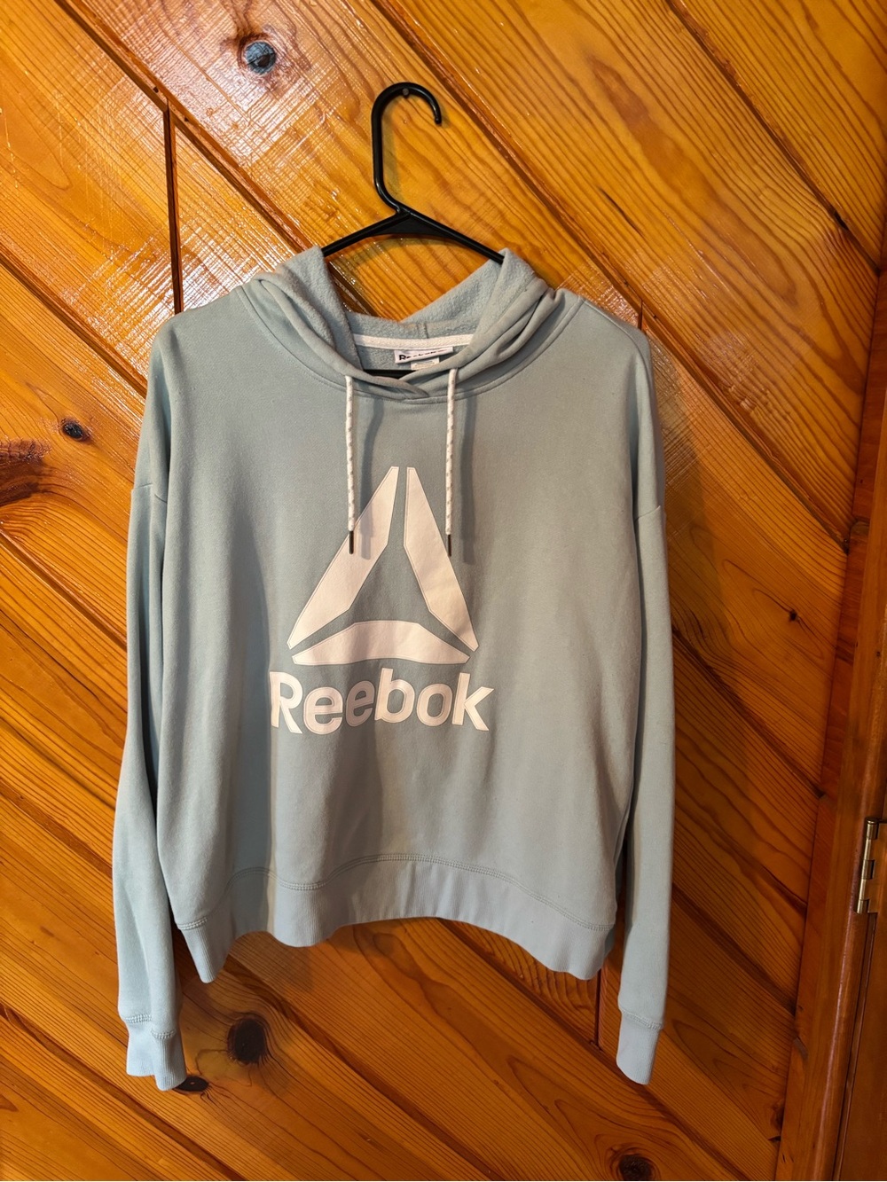 Reebok Women's Light Blue Pullover Hoodie with White Logo